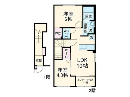ジュエルゆめが丘(2LDK/2階)の間取り写真