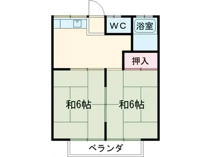 コーポ竹(2DK/2階)の間取り写真