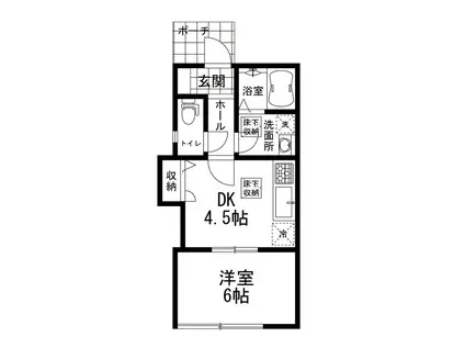 ブルーウッド(1DK/1階)の間取り写真