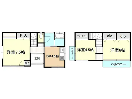 京成電鉄本線 実籾駅 徒歩15分 2階建 築49年(3DK)の間取り写真