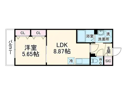 アセンディア成田(1LDK/1階)の間取り写真