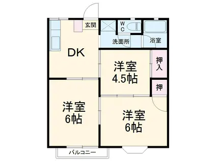 F.Fハイツ(3DK/2階)の間取り写真
