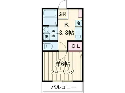 センターパーク平井Ⅱ(1K/1階)の間取り写真