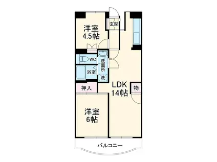 ボヌール秦野1(3DK/5階)の間取り写真