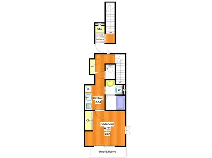 カーサソレアード桜丘(1K/2階)の間取り写真