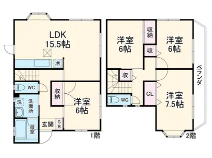 小田急電鉄小田原線 東海大学前駅 徒歩16分 2階建 築25年(4LDK)の間取り写真