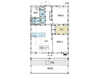 木造マンション 断熱等級7(2LDK/1階)の間取り写真