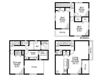 東京地下鉄千代田線 綾瀬駅 徒歩7分 3階建 築1年(3SLDK)の間取り写真