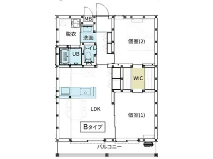 木造マンション 断熱等級7(2LDK/3階)の間取り写真