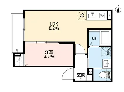 ROBOT HOME 東尾久(1LDK/1階)の間取り写真