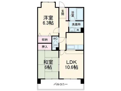 ファンタジーグリーンパレス(2LDK/7階)の間取り写真