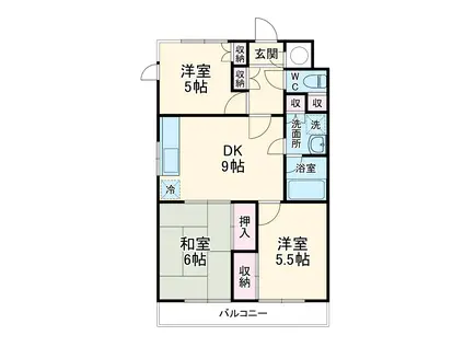 グリーンヒルハイツ(3LDK/1階)の間取り写真