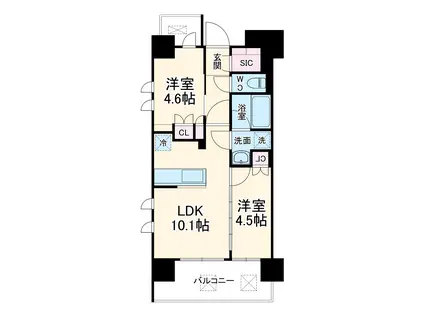 デュオステージ海老名(2LDK/5階)の間取り写真