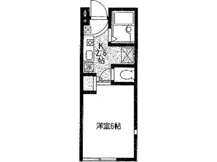 パラッツォデルマーレ(ワンルーム/1階)の間取り写真