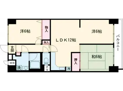 ライオンズマンション調布(3LDK/1階)の間取り写真