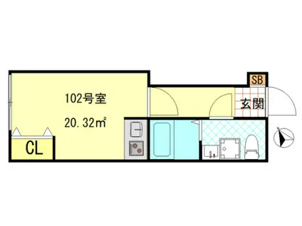 CFジオーレノヴァ(1K/1階)の間取り写真