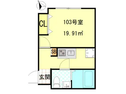 CFジオーレノヴァ(1K/1階)の間取り写真