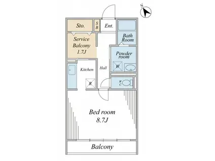 パレットフェルモ公津の杜B棟(1SK/2階)の間取り写真