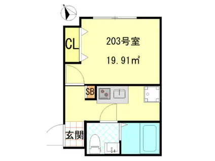 CFジオーレノヴァ(1K/2階)の間取り写真