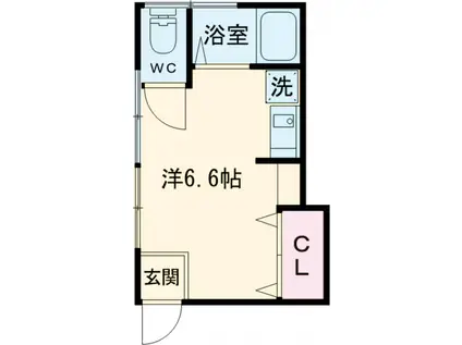 ミモザハウス(ワンルーム/2階)の間取り写真