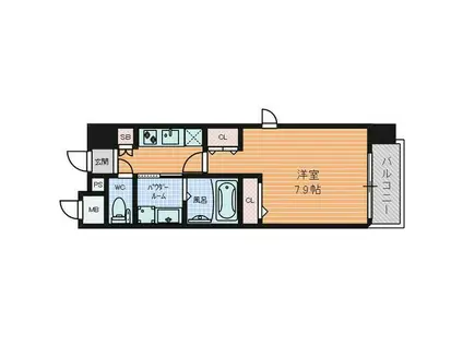 パルティール中村公園(1K/5階)の間取り写真