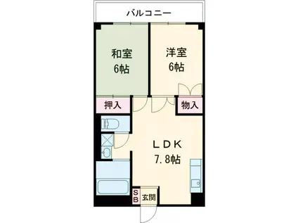 第1サンライズコーポ(2DK/4階)の間取り写真