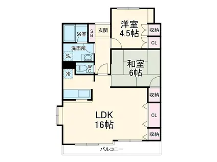 ヴィレッジAIWA(2LDK/4階)の間取り写真