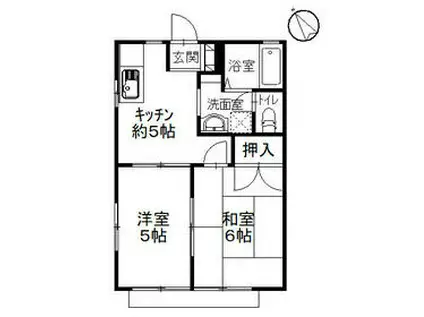 ベルス湘南B棟(2K/2階)の間取り写真