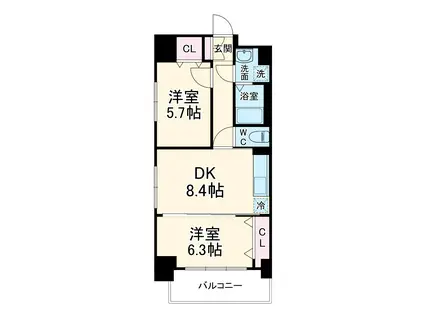 ステイブル協和(1DK/7階)の間取り写真