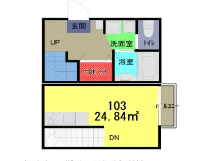 グランピア一ノ割(ワンルーム/1階)の間取り写真