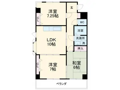 ベルヤナゼ(3LDK/4階)の間取り写真