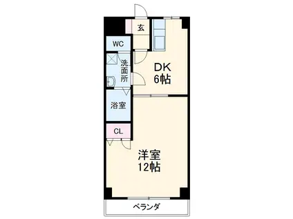 ベルヤナゼ(1DK/2階)の間取り写真