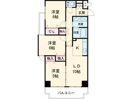 シャトー メルヴェーユ(3LDK/2階)の間取り写真