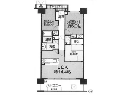 レスタ—ジュ京都ウエストシティゲート(3LDK/2階)の間取り写真