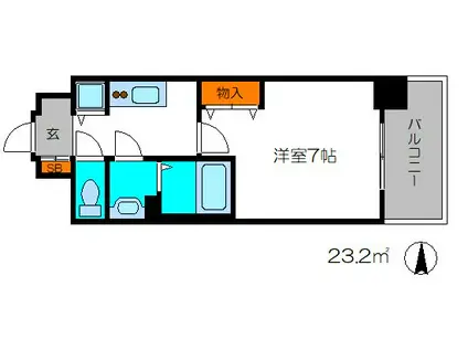 エスリード京都梅小路アヴェニテ(1K/2階)の間取り写真
