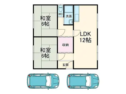 東武鉄道野田線 清水公園駅 徒歩62分 1階建 築54年(2LDK)の間取り写真
