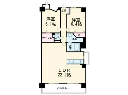 プロシード新瑞橋(2LDK/6階)の間取り写真