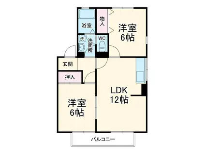 ハイカムールひまわり棟(2LDK/1階)の間取り写真