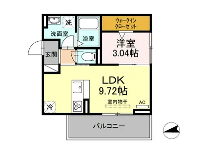 エスペランサ旭 C棟(1LDK/3階)の間取り写真
