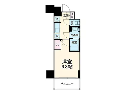 МETROSA谷町六丁目サウス(ワンルーム/2階)の間取り写真