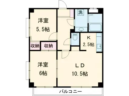 シルクロードハイツ(2LDK/2階)の間取り写真