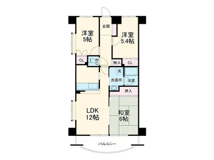 エクセルなみき(3LDK/4階)の間取り写真