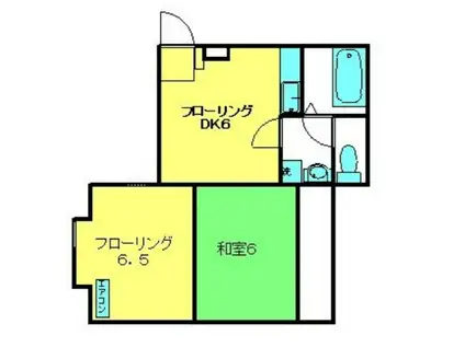 フラットデール(2DK/1階)の間取り写真