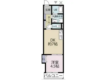 フォレスト相武台前(1DK/2階)の間取り写真