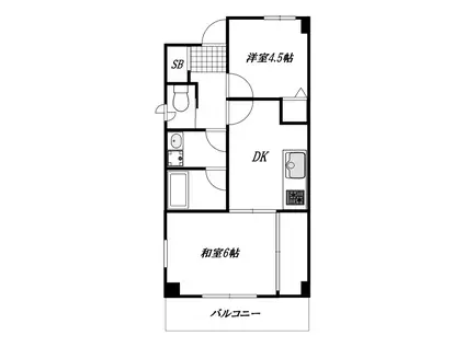 エクセルハイム家塚(2DK/2階)の間取り写真