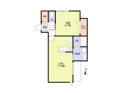 世田谷区松原2丁目計画 南棟(1LDK/1階)の間取り写真