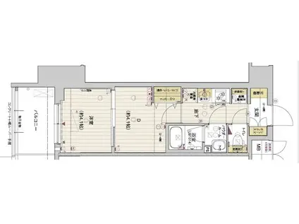 アスヴェル京都西大路サウス(1DK/1階)の間取り写真