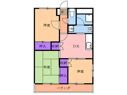 サカモトハイツ(2LDK/6階)の間取り写真