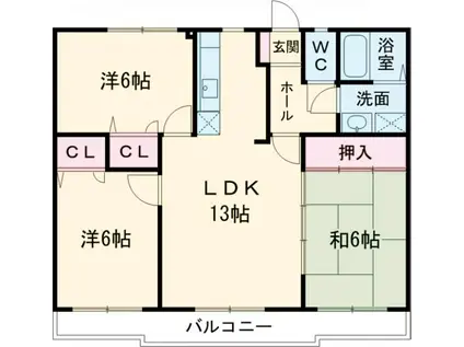 エクセレント岩室(3LDK/3階)の間取り写真