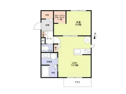 世田谷区松原2丁目計画 北棟(1LDK/1階)の間取り写真